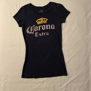 Corona Women’s T-Shirt.size S.  Black. Crew Neck